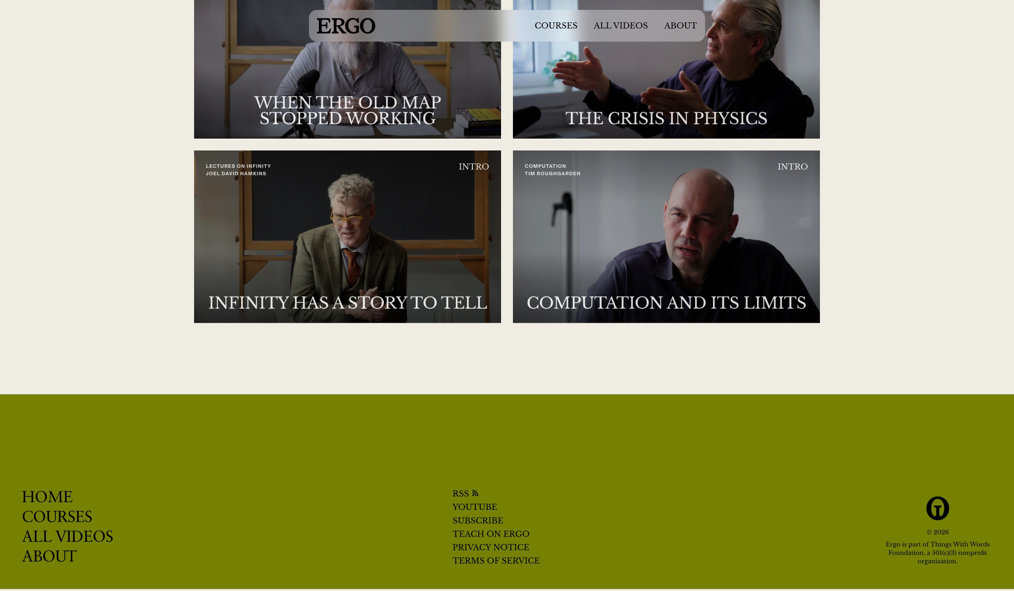 Ergo — Philosophy Begins in Wonder captured website design