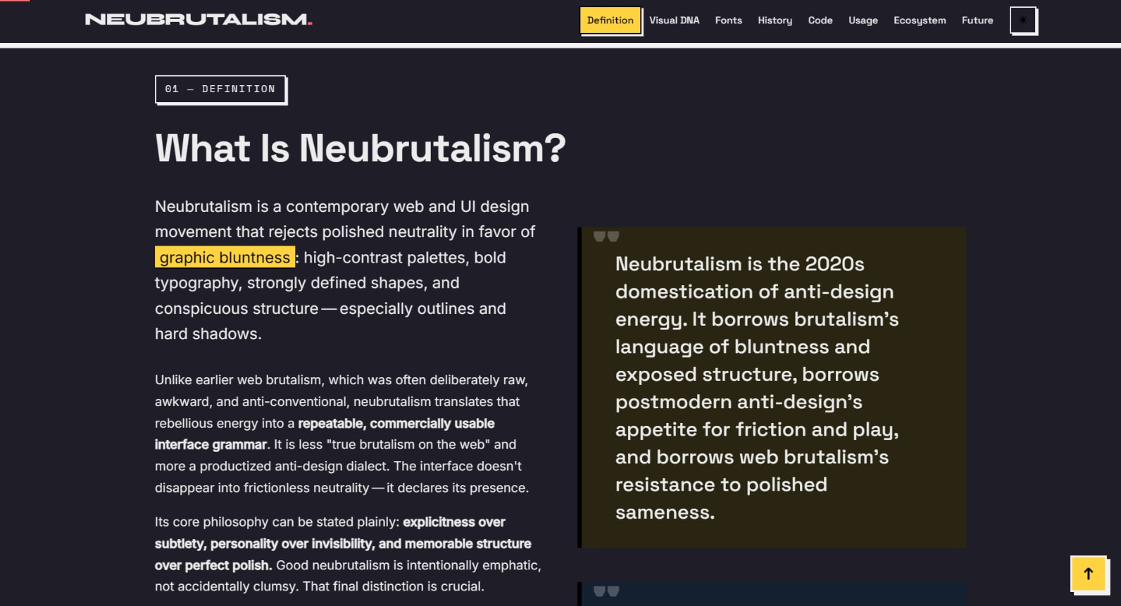 Neubrutalism — The Definitive Guide to Neubrutalist Web Design captured website design