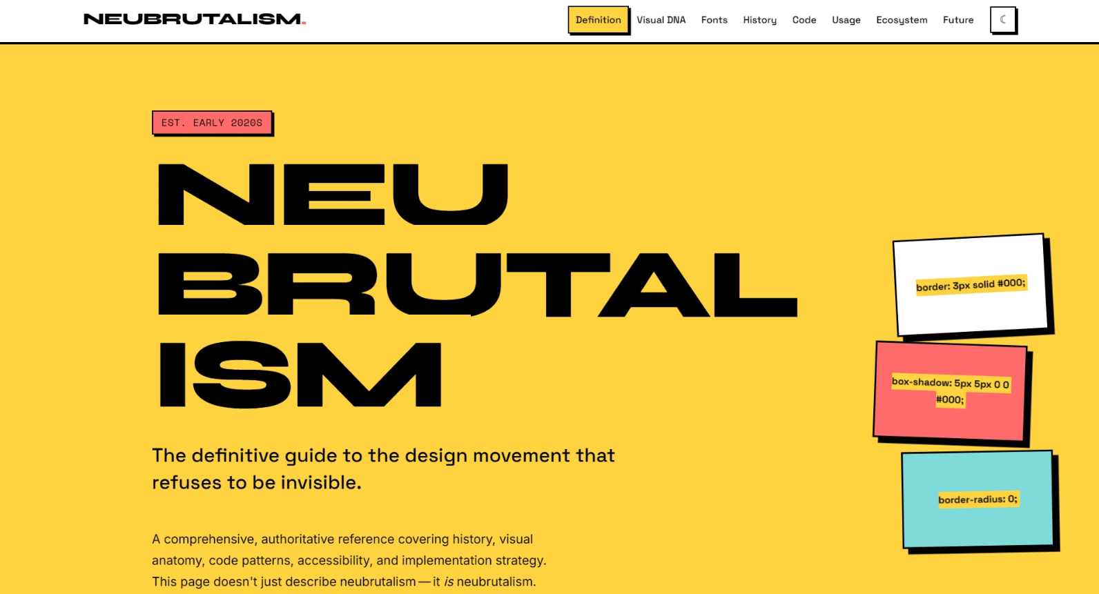 Neubrutalism — The Definitive Guide to Neubrutalist Web Design captured website design