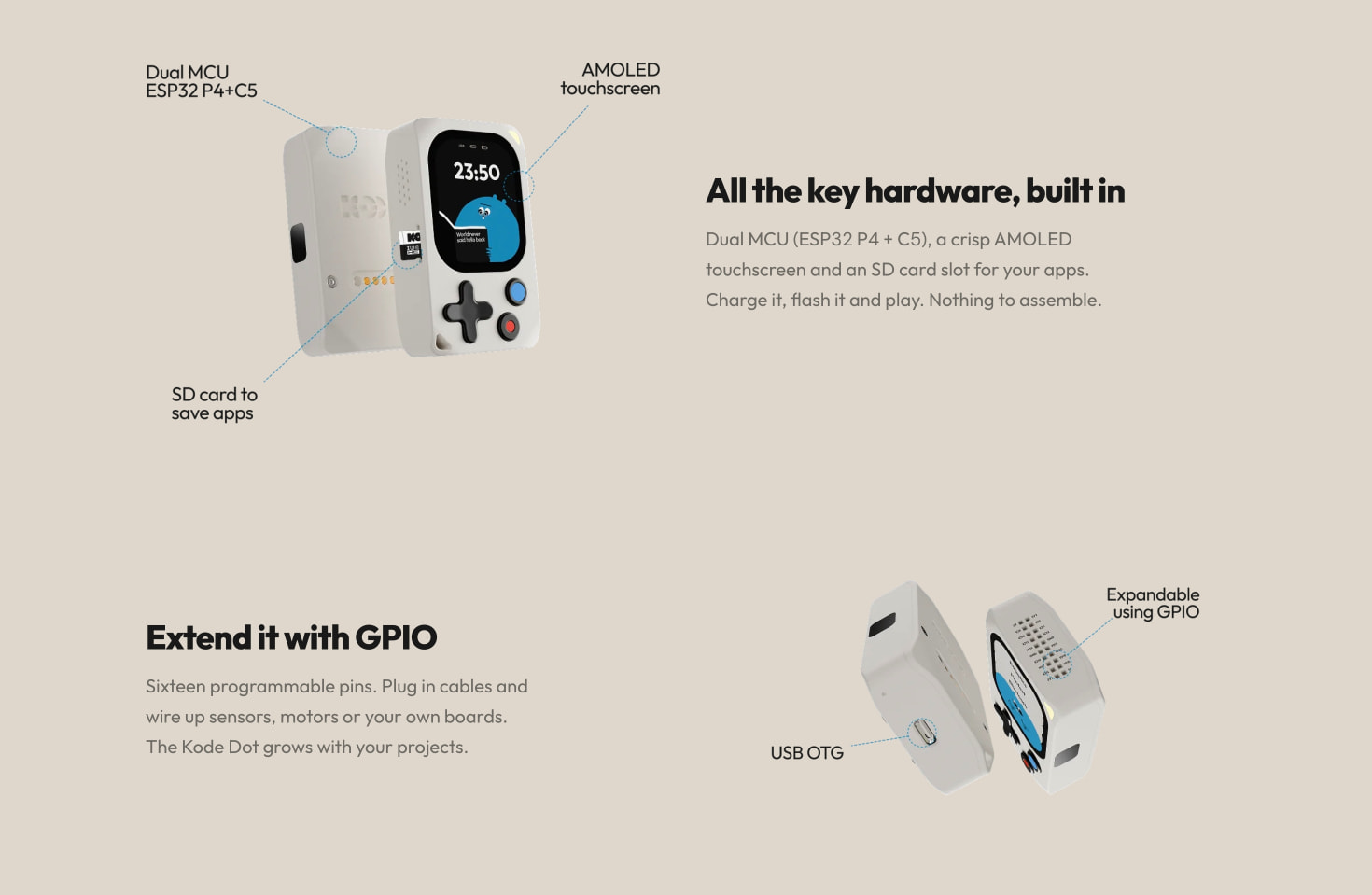 Kode Dot — The all-in-one pocket-size maker device captured website design
