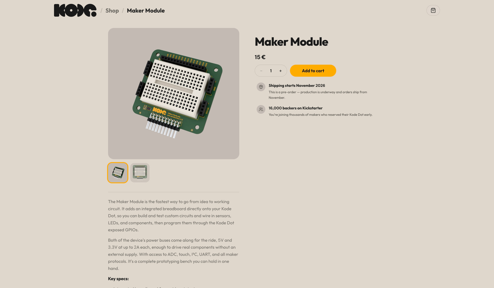 Maker Module — Kode Dot captured website design